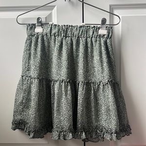 Green/Sage and White Leopard Print Mini Skirt, Size Medium!